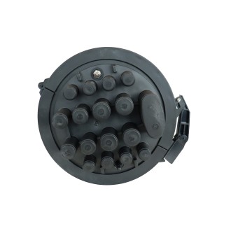 Caja empalme torpedo fibra óptica IP-68 288 fusiones (Detalle salidas)