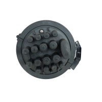 Caja empalme torpedo fibra óptica IP-68 288 fusiones (Detalle salidas)