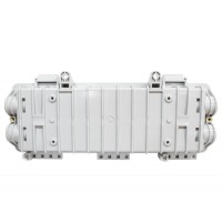 Caja empalme de fibra óptica exterior IP68 para 128 fusiones (Vista trasera)