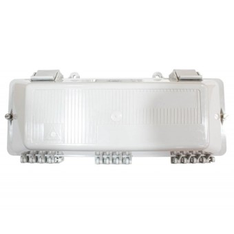 Caja empalme de fibra óptica exterior IP68 para 128 fusiones (vista superior)