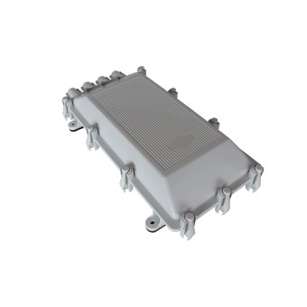Caja empalme de fibra óptica exterior IP68 para 256 fusiones (Vista lateral)