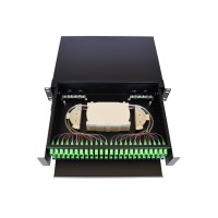 Bandeja fibra óptica extraíble 19" con 48 pigtail SC APC (Interior)