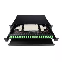 Bandeja fibra óptica extraíble con 24 pigtail SC APC (vista interior)