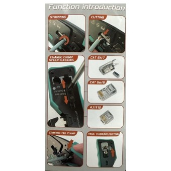 Herramienta crimpadora para RJ45 Pasante EZ instrucciones basicas.