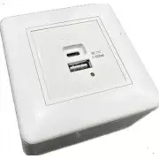 Caja de superficie 80x80 con cargador USB A y USB C color blanco